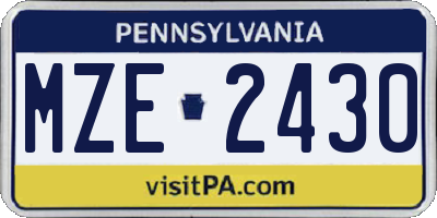 PA license plate MZE2430