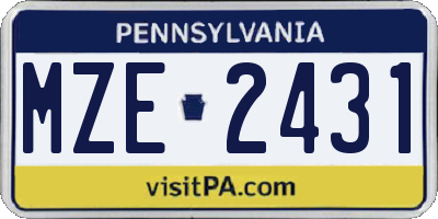PA license plate MZE2431