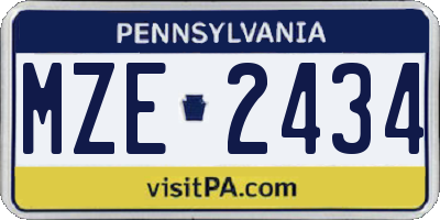 PA license plate MZE2434