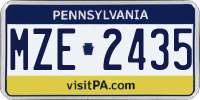 PA license plate MZE2435