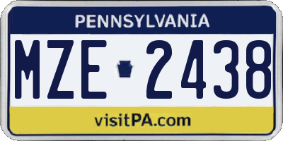 PA license plate MZE2438