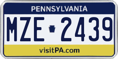 PA license plate MZE2439