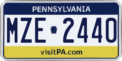 PA license plate MZE2440