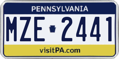 PA license plate MZE2441