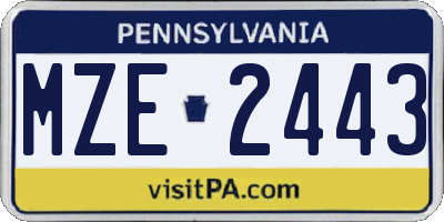 PA license plate MZE2443