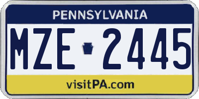 PA license plate MZE2445