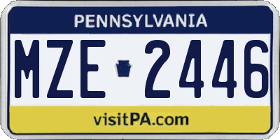 PA license plate MZE2446
