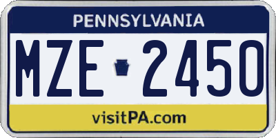 PA license plate MZE2450