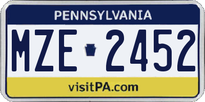 PA license plate MZE2452