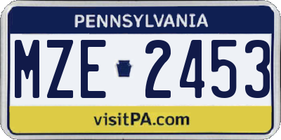 PA license plate MZE2453