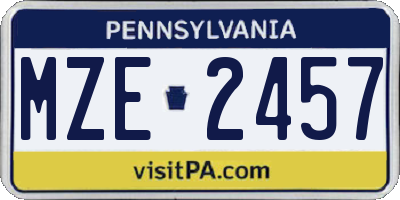 PA license plate MZE2457