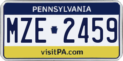 PA license plate MZE2459