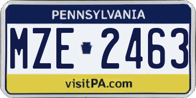 PA license plate MZE2463
