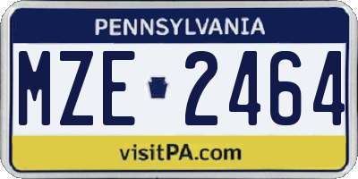 PA license plate MZE2464