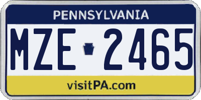 PA license plate MZE2465