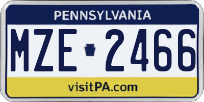 PA license plate MZE2466