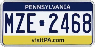 PA license plate MZE2468