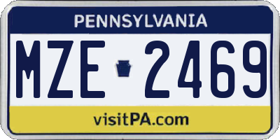 PA license plate MZE2469