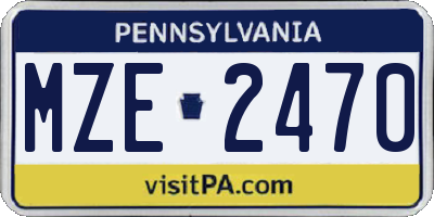 PA license plate MZE2470