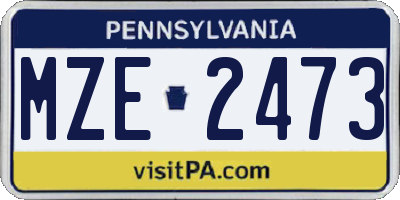 PA license plate MZE2473