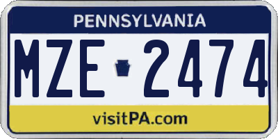 PA license plate MZE2474