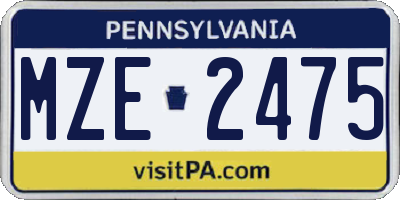 PA license plate MZE2475