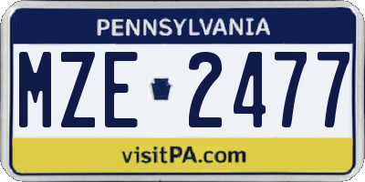 PA license plate MZE2477