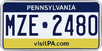 PA license plate MZE2480