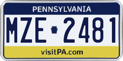 PA license plate MZE2481