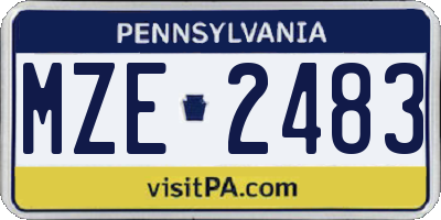 PA license plate MZE2483