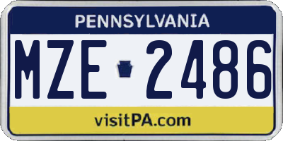 PA license plate MZE2486