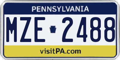 PA license plate MZE2488