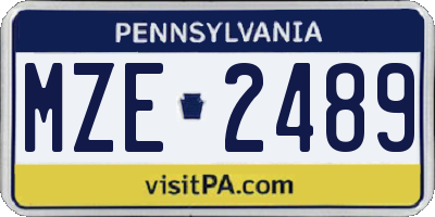 PA license plate MZE2489