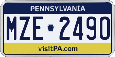 PA license plate MZE2490