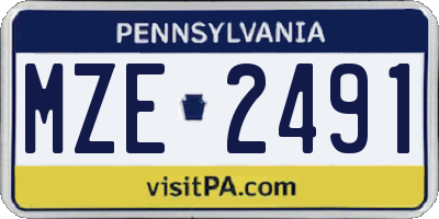 PA license plate MZE2491