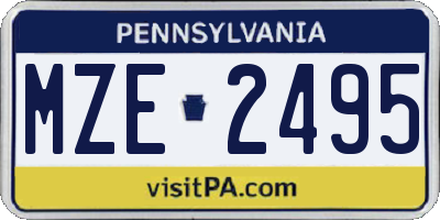 PA license plate MZE2495