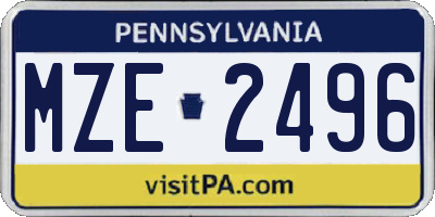 PA license plate MZE2496