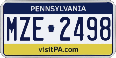 PA license plate MZE2498