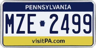 PA license plate MZE2499