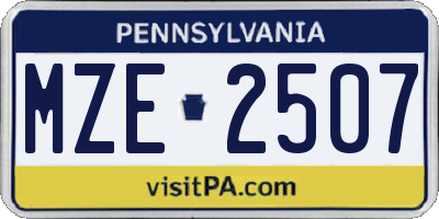 PA license plate MZE2507