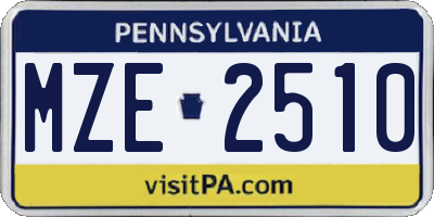 PA license plate MZE2510