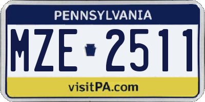 PA license plate MZE2511