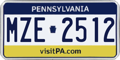 PA license plate MZE2512