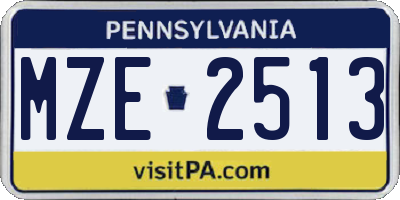 PA license plate MZE2513