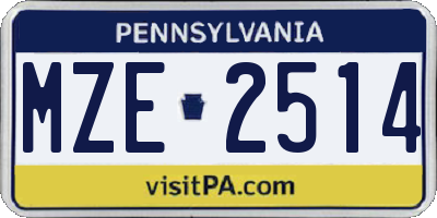 PA license plate MZE2514