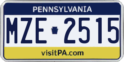 PA license plate MZE2515