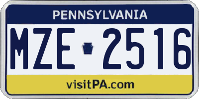 PA license plate MZE2516