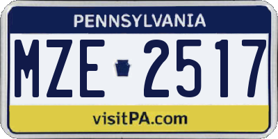 PA license plate MZE2517