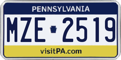 PA license plate MZE2519