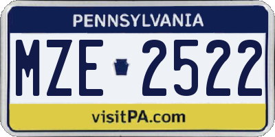 PA license plate MZE2522